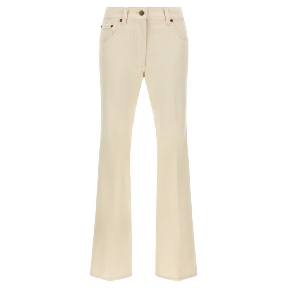 Valentino Garavani Beige Cotton Flared Women's Jeans